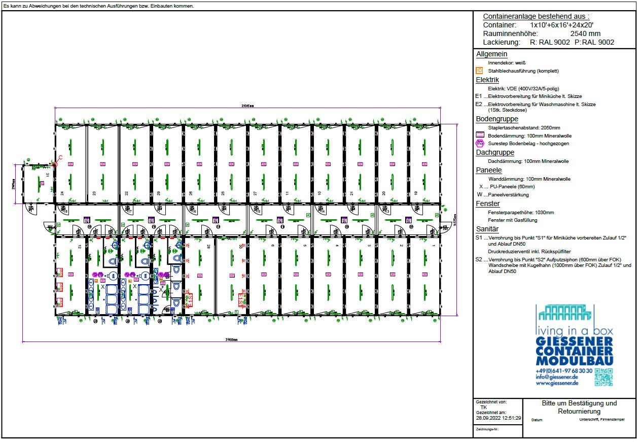 Lahnau Unterkunft Wohncontainer Basic Giessener Container Modulbau Grundriss